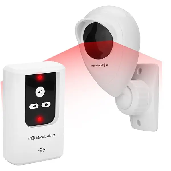 Wireless Security Alarm, 2-in-1 Rainproof Driveway Alarm with Infrared Motion Detection, Motion Sensor & Portable & Rechargeable Receiver (Secondary (Rechargeable) Battery Operated), Home Security System