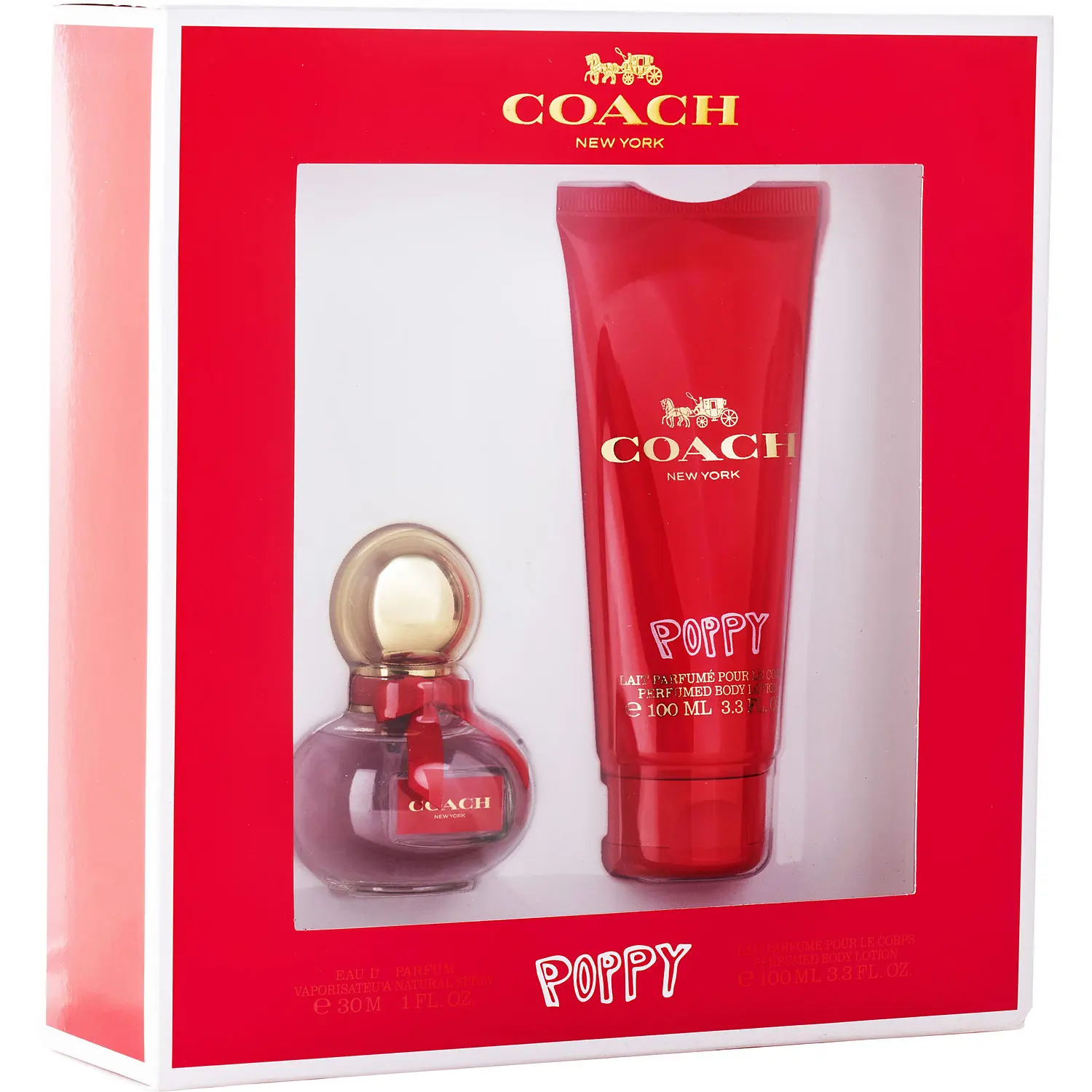 Coach Poppy Set-Eau De Parfum Spray 1 Oz & Body Lotion 3.4 Oz For Women