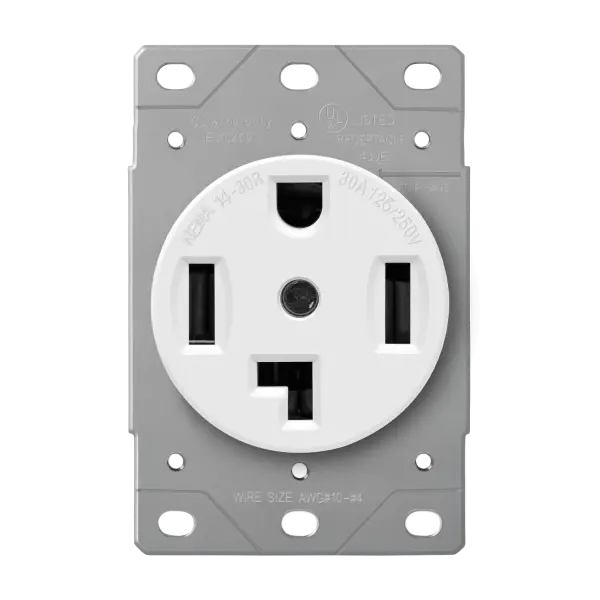 Enerlites Industrial-Grade Wall Mounted Flush Electrical Connector Socket, NEMA 14-30R Receptacle, Plastic & Thermoplastic, 4-Wire, Heavy Gauge Steel Construction, Large Head Combination Screws, Quick Cabling, Corrosion Resistance, 1 or 2 Gang Enclosures