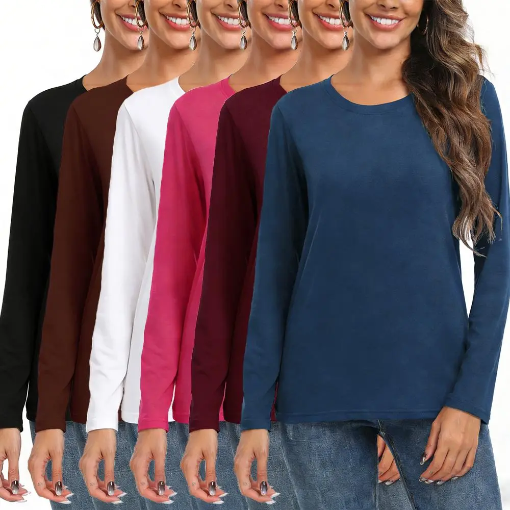 【Limited time deal】【Fast Shipping】Women's Loose Fit Long Sleeve Crewneck Tops - Basic Casual Shirts for Layering,back to school,back to school shopping,clothes for back to school,first day of school outfits