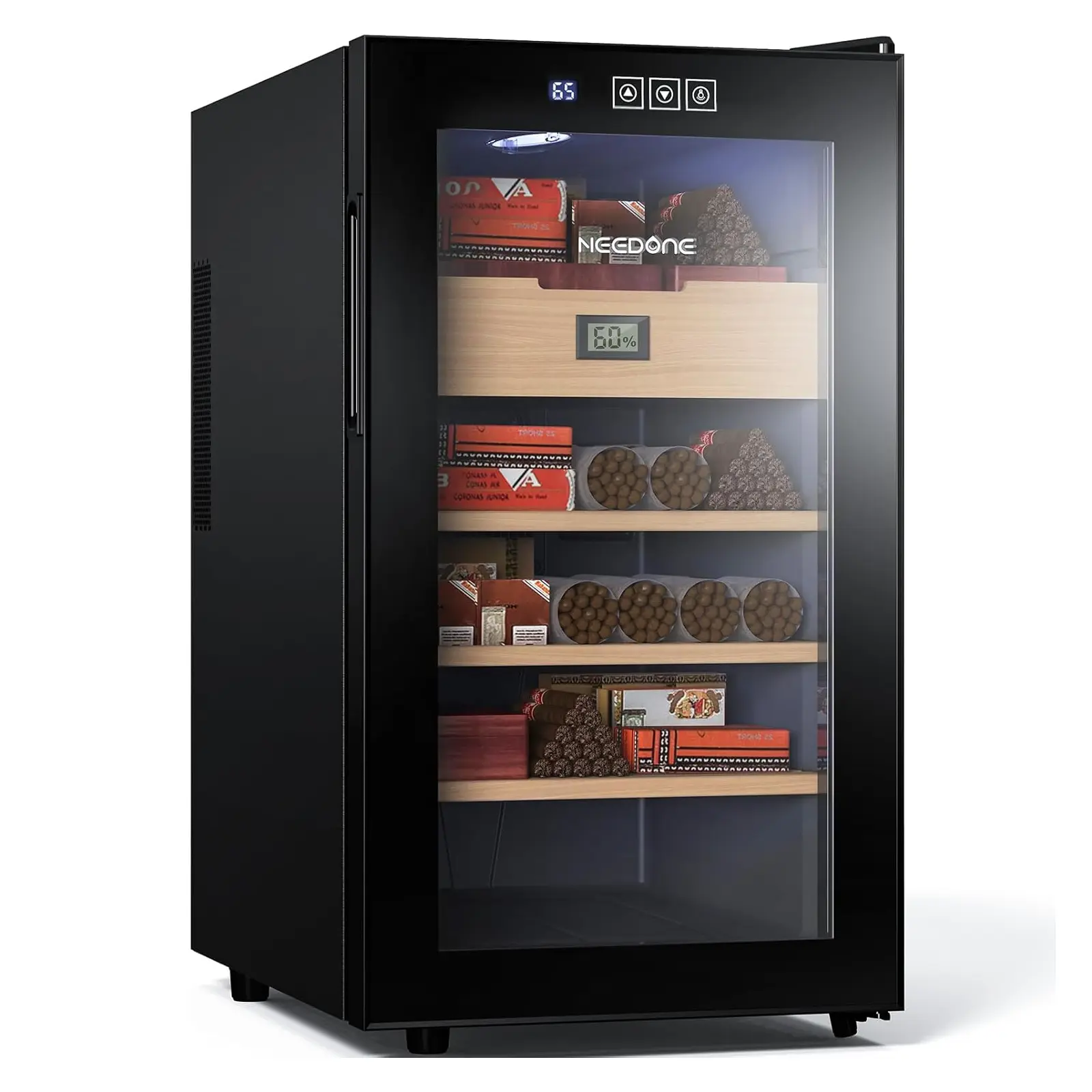 Electric Cigar Humidor Cabinet (16L,23L,26L,48L Options) - Silent Thermostatic Heating & Cooling Control, 350-Count Capacity, Digital Hygrometer, Spanish Cedar Wood, Touch Sensor, LED Light, 4-Season Applicable Humidity Management, Men's Gift, Four-Season