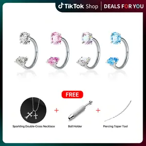 4PCS Titanium 18G/20G(7mm/8mm) Horseshoe Nose Rings Set | Internally Threaded | Hypoallergenic | 5A Cubic Zirconia (CZ) Gems, Multiple Colors | For Nose, Daith, Cartilage, Helix, Lip & Eyebrow Piercings | Everyday Wear | Gift
