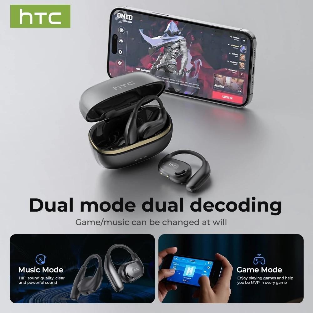 HTC NE18 AI Headphones Open Earbuds with 134 Language Translation Bluetooth 6.0 Dual Mode Switching HD Clear Calls IPX5 Waterproof HIFI Sound Quality Long Battery Life Comfortable Wear