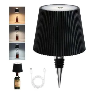 New Wireless Bottle Lamp 4000mah Battery LED Bottle Lights for Liquor & Wine Bottles Cordless Lampshade Whiskey Bottle Top Light, Bottle Stopper Night Light Kit, Rechargeable 3-Tone Touch-Dimmable