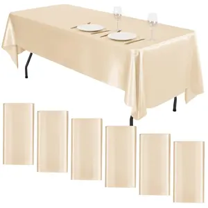 MTREO 6 10 Packs Satin Tablecloth Rectangular Tablecloths 57x108 Inch, Overlay Satin Table Cover Bright Silk Tablecloth Smooth Fabric Table Decoration for Wedding Party Banquet Events