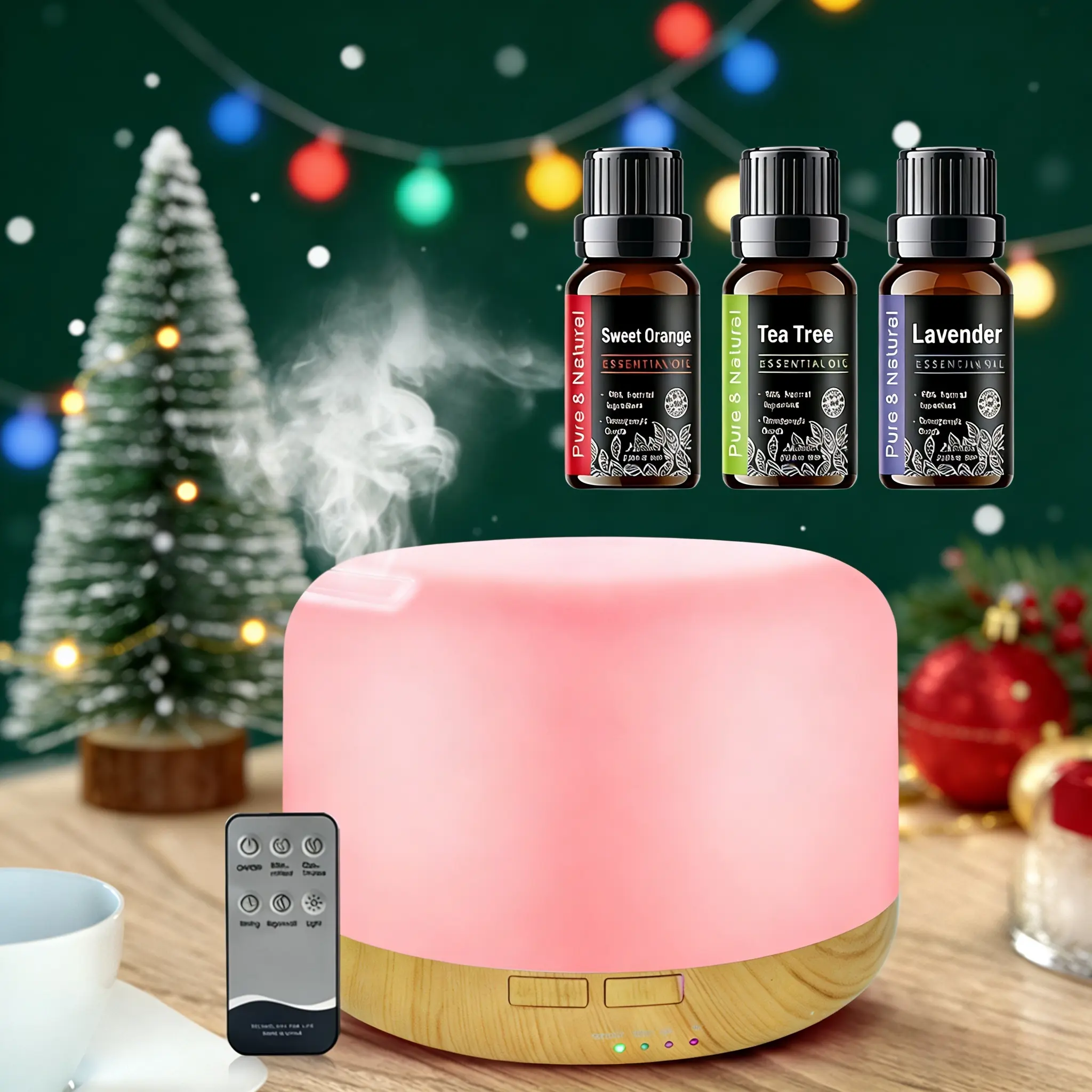 500ml 3-in-1 Ultrasonic Humidifier & Aromatherapy Machine, Quiet Mist Helps You Unwind Faster, Auto-Off Feature Humidifier with 7-Color LED Nightlight, Remote Control, USB Rechargeable, Auto-Off Protects Your Room for Home Office Use