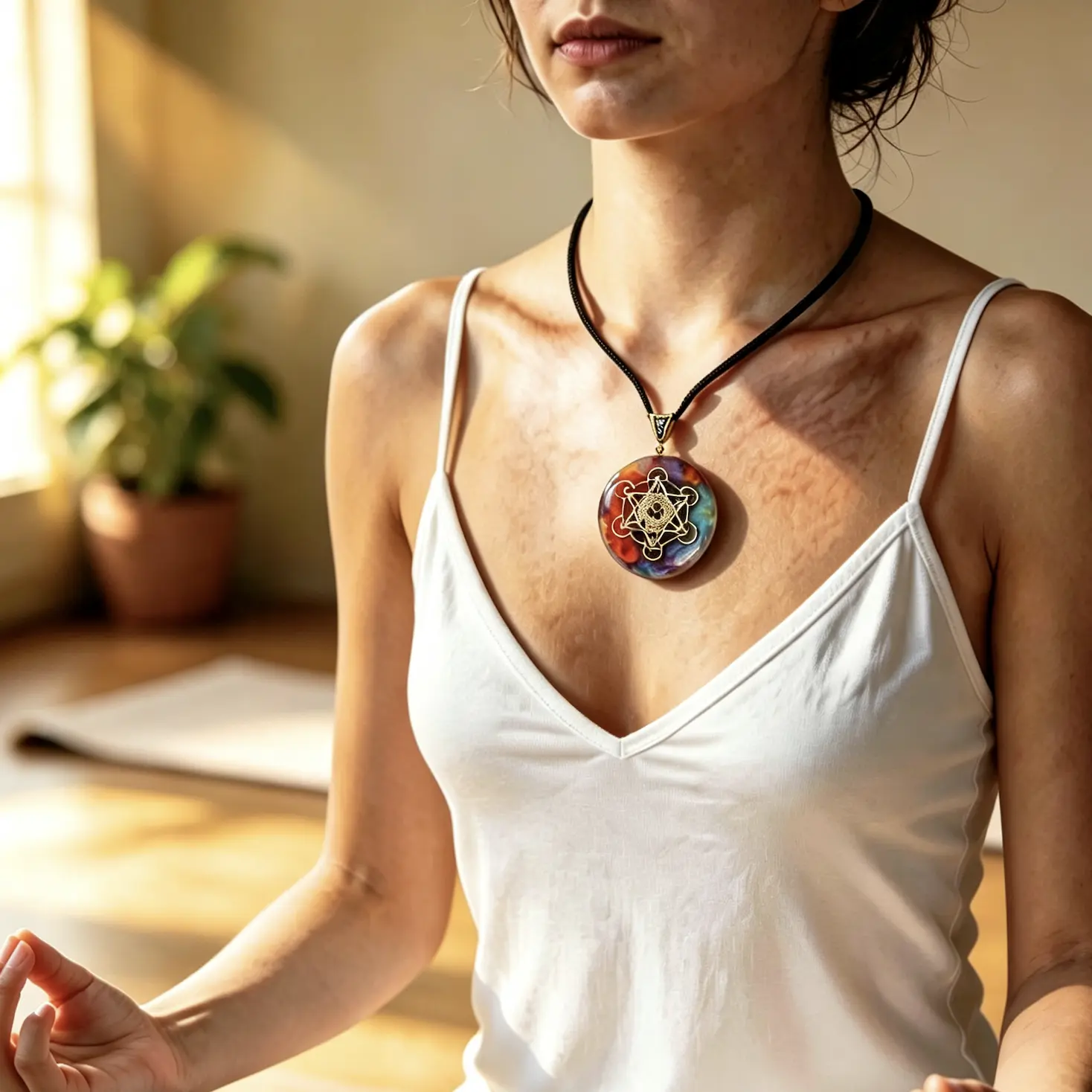Natural Orgonite 7 Chakra Crystal Necklace for Anxiety Relief & Positive Energy | Healing Stone Pendant | Boho Spiritual Jewelry | Unisex Meditating Gift