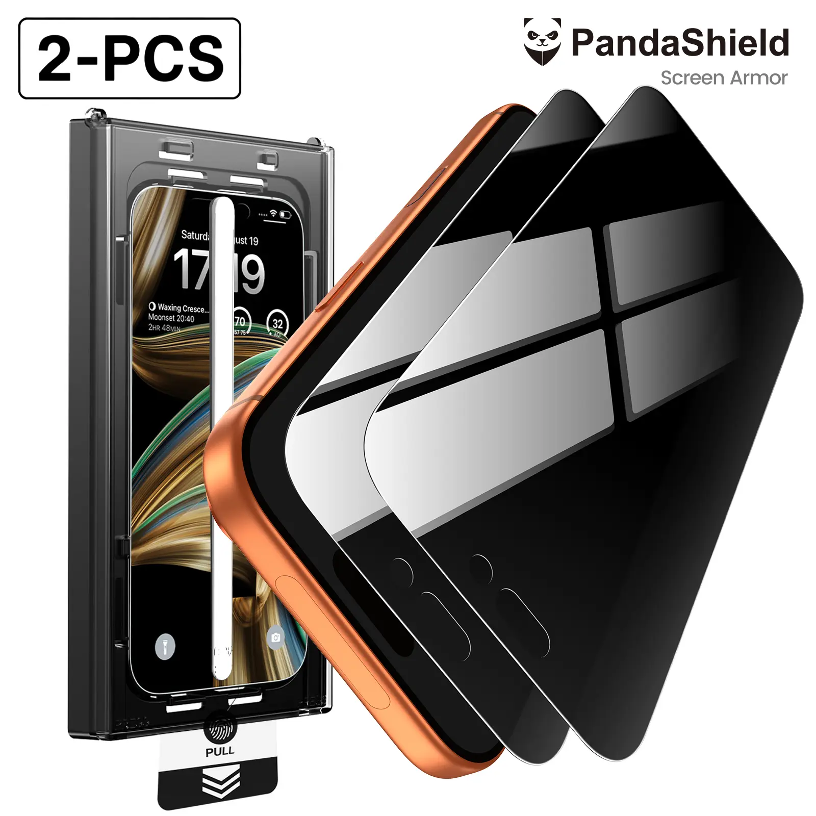 [2-PCS] PandaShield HD/Privacy Screen Protector for iPhone 13,14,15,16,17,18 plus pro max – Anti-Spy, Easy Install bo, 9H Hardness, Full Coverage, fully protection