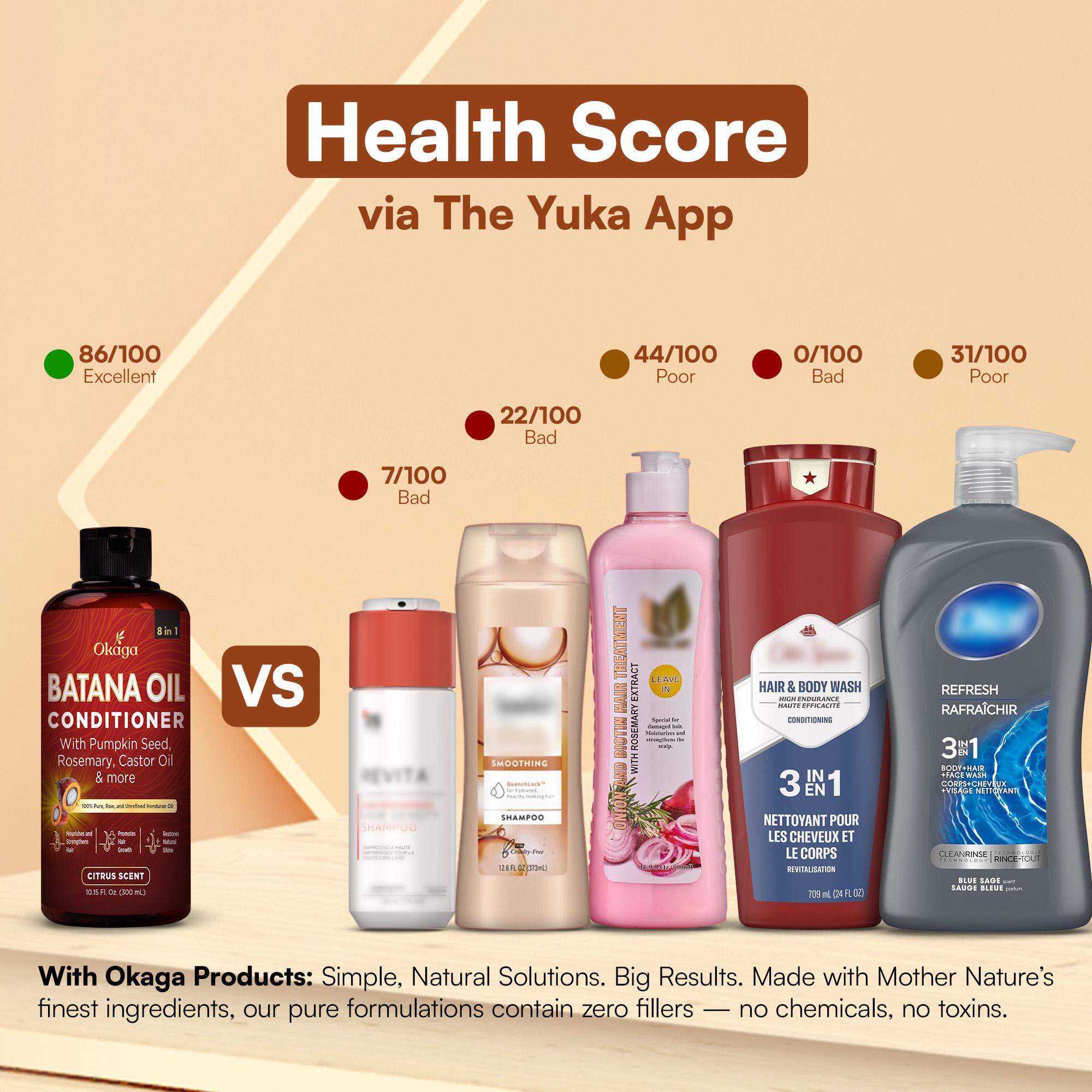 Okaga Shower Set - Batana Oil Shampoo & Conditioner - 8 in 1 Organic Haircare for Hair Growth Support, Cleansing, & Healthy Scalp - (2 x 300 mL)