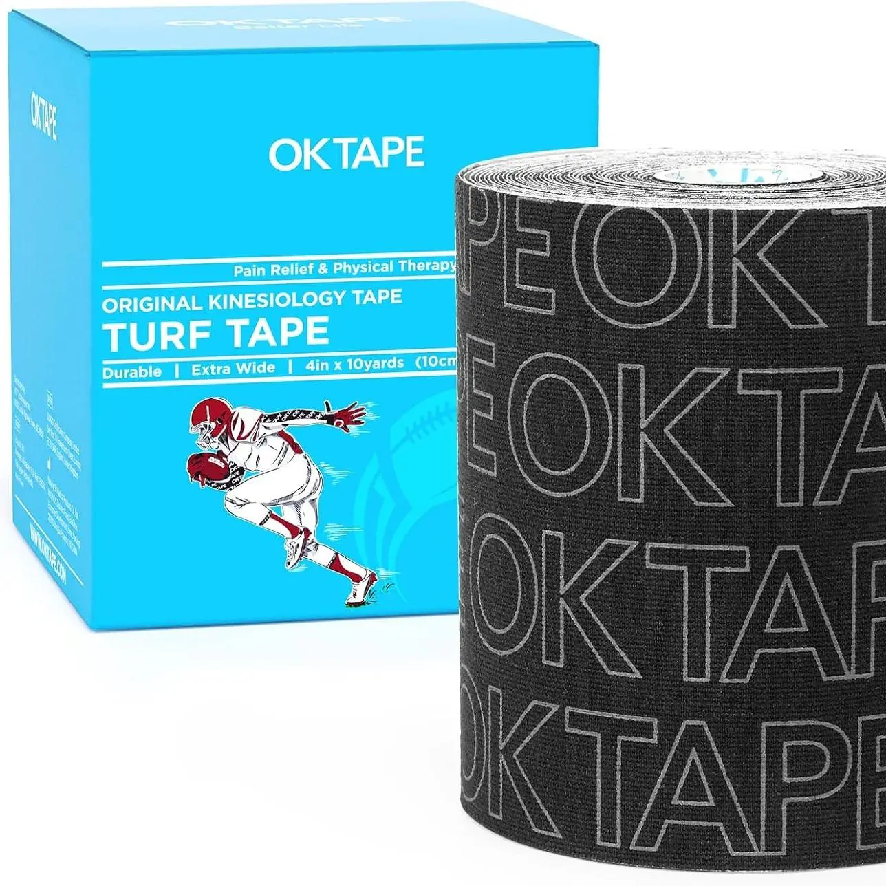 Clearance Sale OKTAPE Turf Tape Football 1 Roll, Extra Wide Kinesiology Tape, Protects Arm from Turf Burn Waterproof Flexible Super Sticky Athletic Tape (4 Inch x 30 Feet) Chestbinding Elbow Wraps