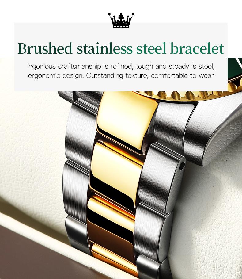 OLEVS Men's Classic Luxury Business Watch with Big Face Multifunction Stainless Steel Wristwatch Water Resistant