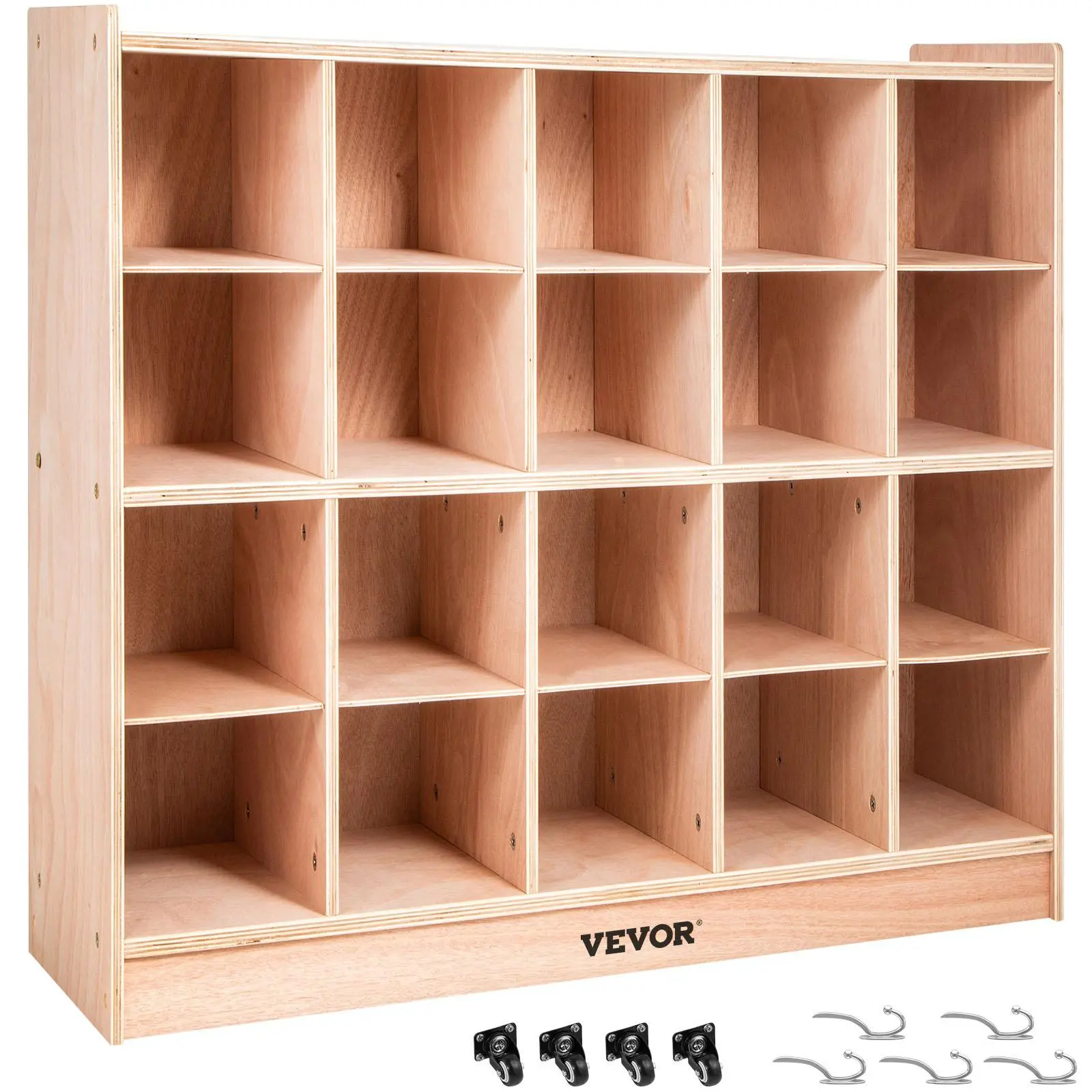 【SummerFinds】VEVOR Cubby Mobile Tray Storage Cabinet,  , 20-Compartment Cubby Storage Shelf, Cubby Storage Cabinet 4 x 5, Classroom Cubbies, Classroom Furniture for Home, Daycare and Preschool, Natural