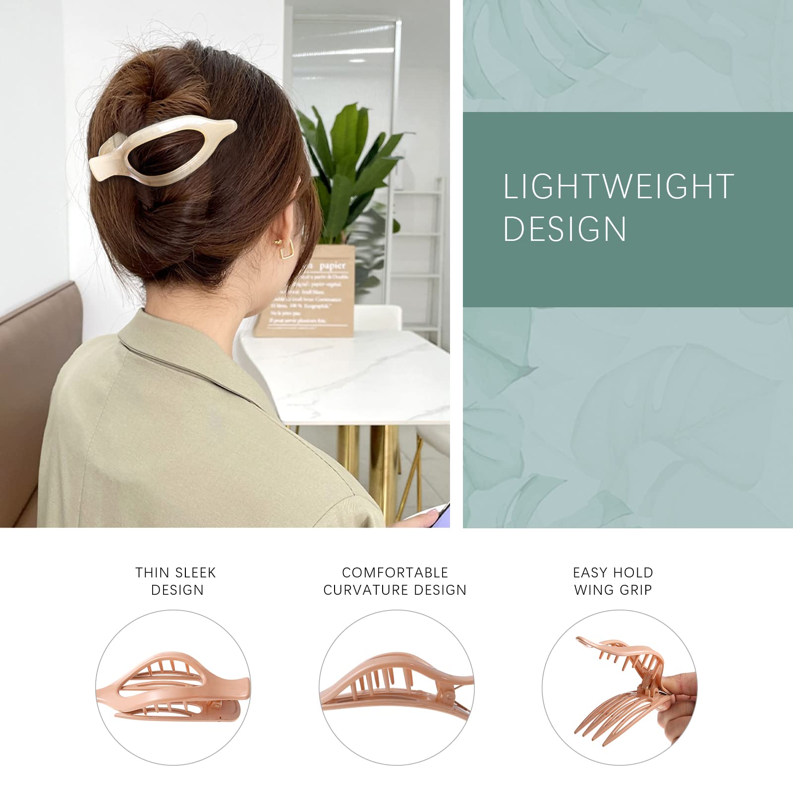 AWAYTR Flat Claw Clips Elegant French Concord Hair Clips Side Slide Duckbill Clips for Women Girls Strong Hold No Slip Grip Thick or Thin Hair 6Pcs/Set TikTokShopBlackFriday Hair Pin