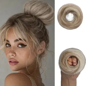 2PCS Messy Bun Hair Pieces Synthetic Chignon Updo Scrunchies Extension Quick Style for Women Daily Use Synthetic Material Messy Bun Design Updo Scrunchies