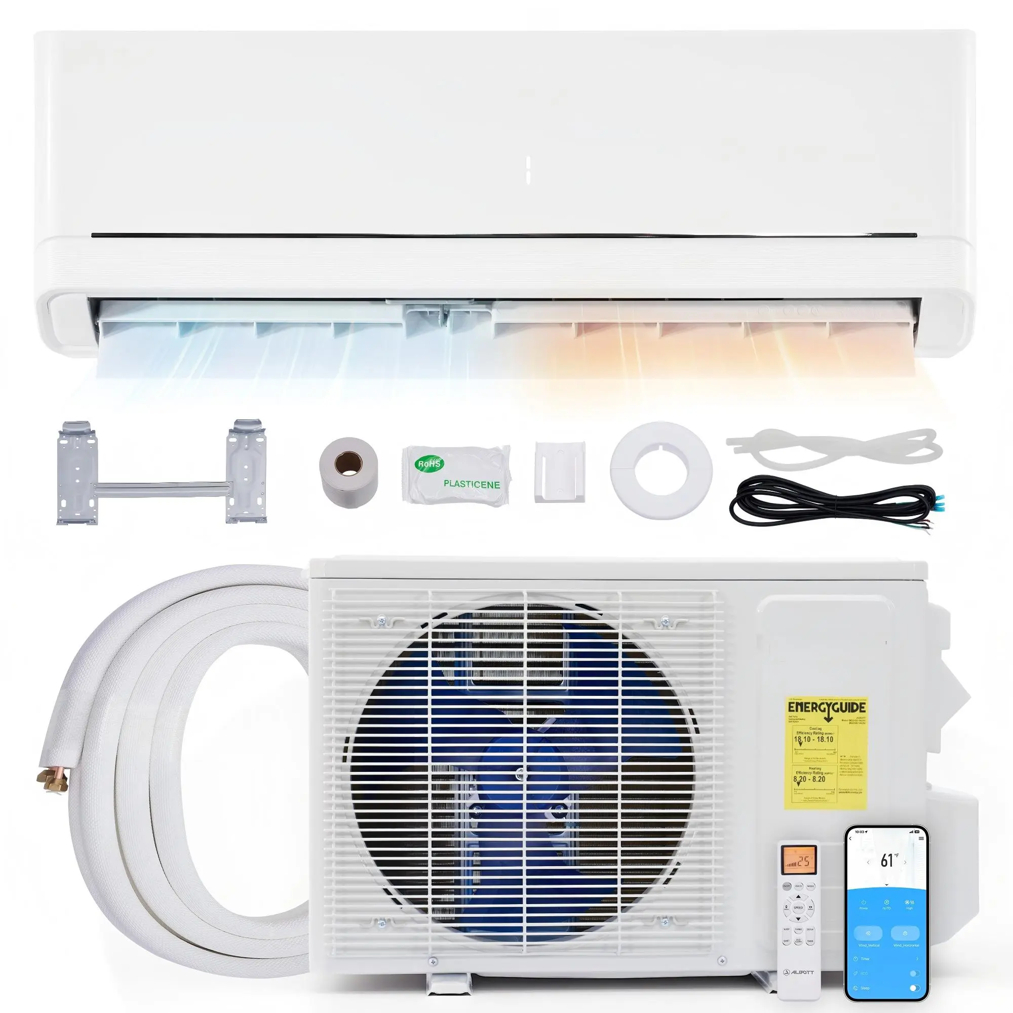 [!!!SHIPS IN 2 BOXES] AMERLIFE 12000 BTU-36,000BTU Mini Split Air Conditioner Heat Pump, Inverter Ductless AC, Cools up to 750-2500 Sq. Ft, Energy-Efficient with Self-Cleaning, Power Cord and Screws not Included