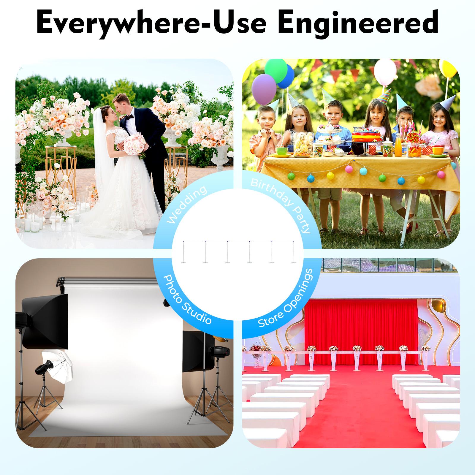 Large Wedding Decoration Stand Metal Rectangle Arch 3x15m Heavy Duty Freestanding With Base For Party Balloons Bouquets Silver Purple