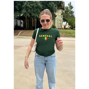 [Sale Up To 30%]Senegal Baby Tee, Y2K Flag Crop, Vintage West African Aesthetic Shirt