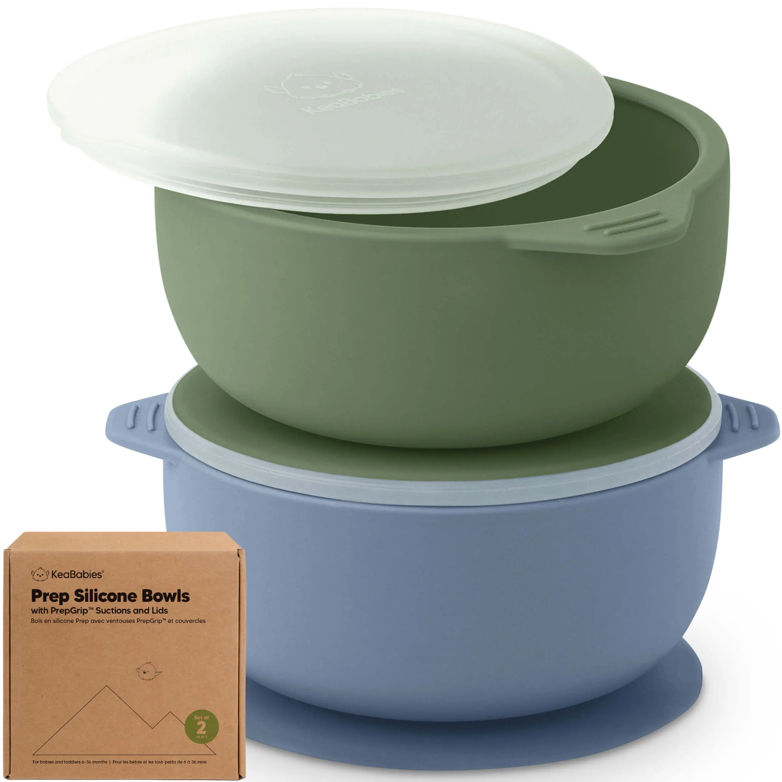 KeaBabies 2-Pack Baby Bowls with Suctions, Lids - Silicone Toddler Suction Bowls for Baby Boy, Girl, Kids, Food Grade Silicone, BPA-Free, Dishwasher Safe, Toddler Eating Essentials