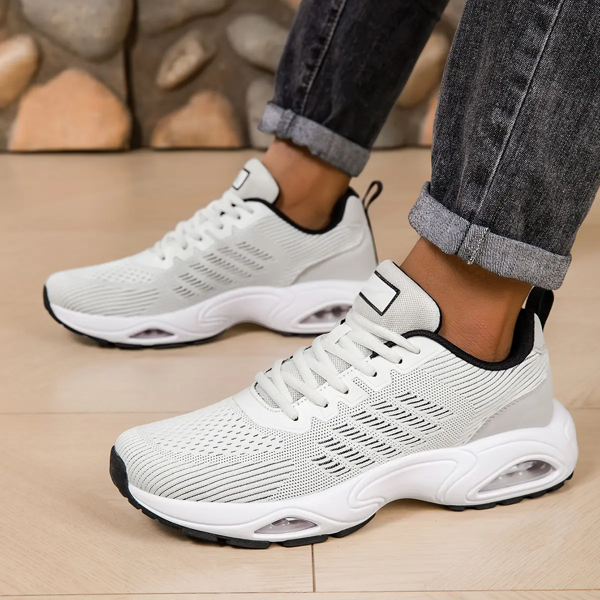 Breathable Non-Slip Men Athletic Trainers with Shock Absorb & Sweat Absorbent Design, Lightweight Running Footwear in Three Classic Colors for Workout, Walking and Daily Sports Use