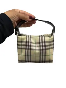 Pre-owned BURBERRY Canvas Mini Bags Nova Check Green Mini Bag with Clip Perfect for Daily Use