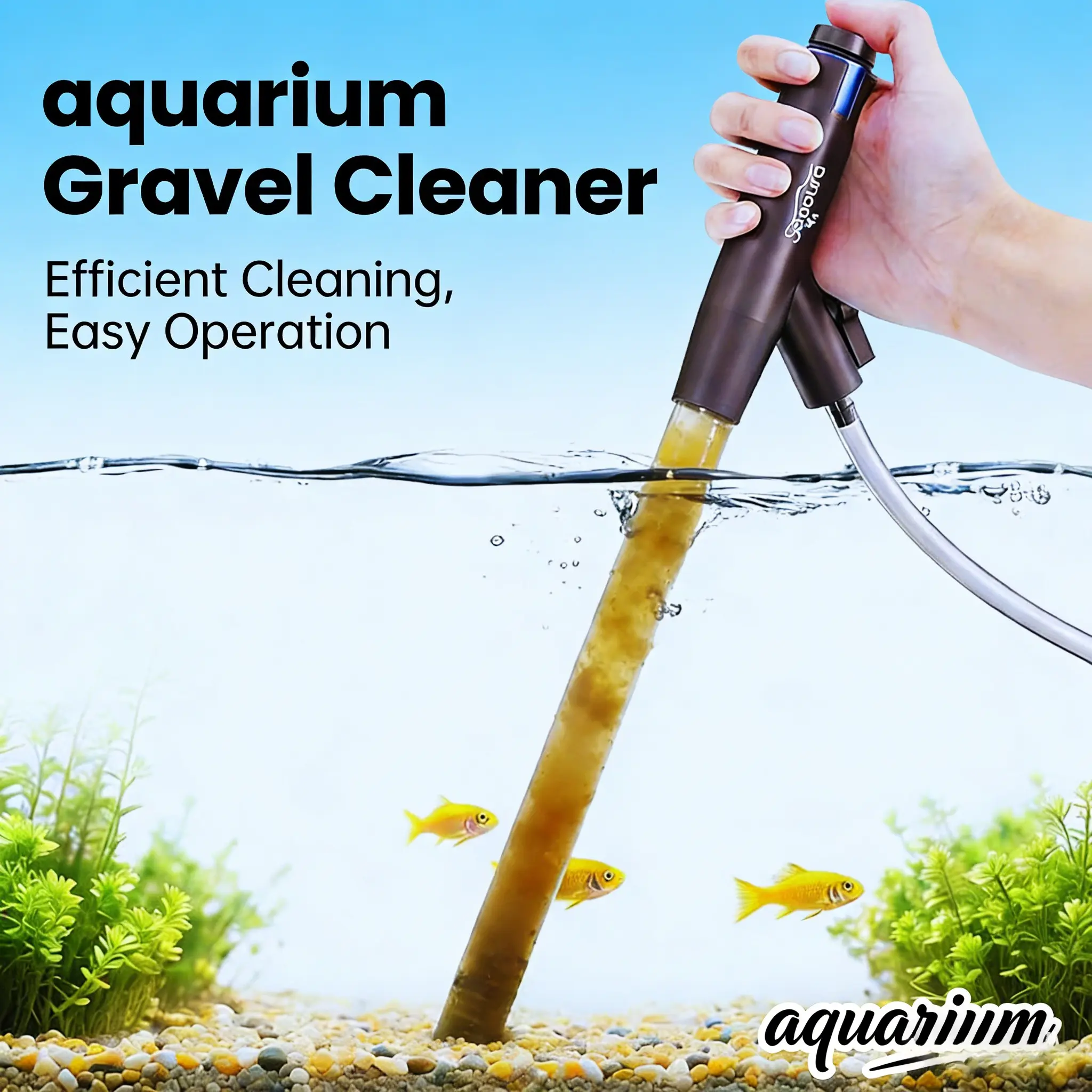 SEAOURA Adjustable Aquarium Vacuum Gravel Cleaner – Manual Siphon Fish Tank Work Tools with Air Push Button, Python-Style Water Changer Kit for Waste Removal, Sand Washing & Freshwater Tank Maintenance, Effortless Suction for Fish Manure & Debris