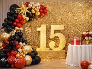 Birthday Garland Kit Baloons 135pcs Party Balloon Set with Red Black Gold Balloons and Star Decorations HG-19