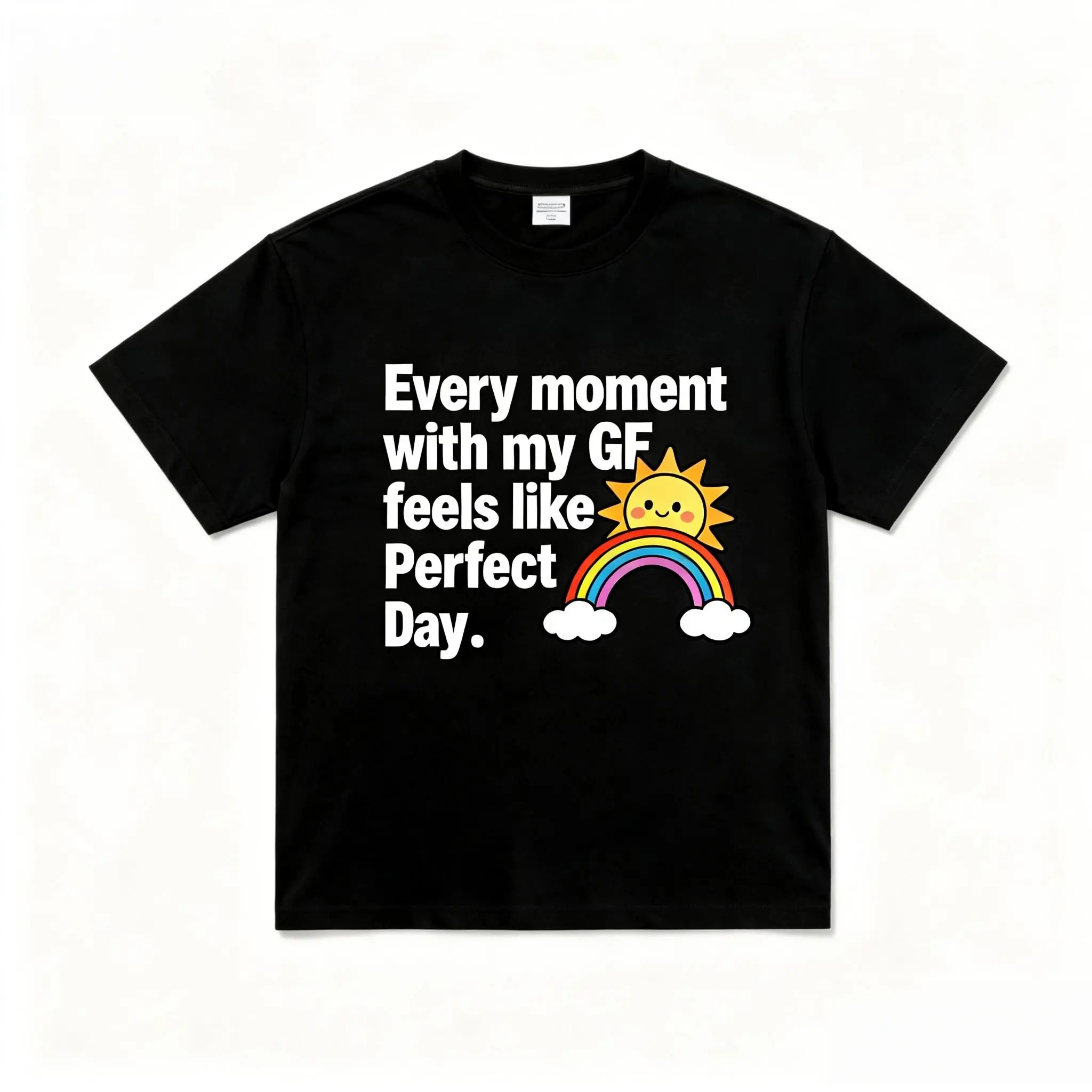 Women's Graphic Cotton Tops, Crewneck Short Sleeve Activewear Tee with "Perfect Day" Quote for Couples, Athletic Loungewear Shirt, Sportswear, Shortsleeve, Casual, Cool & Breathable, Round Neck, Couple Message Tee, Tshirt, Casual Chic, Moisture-Wick, Prem