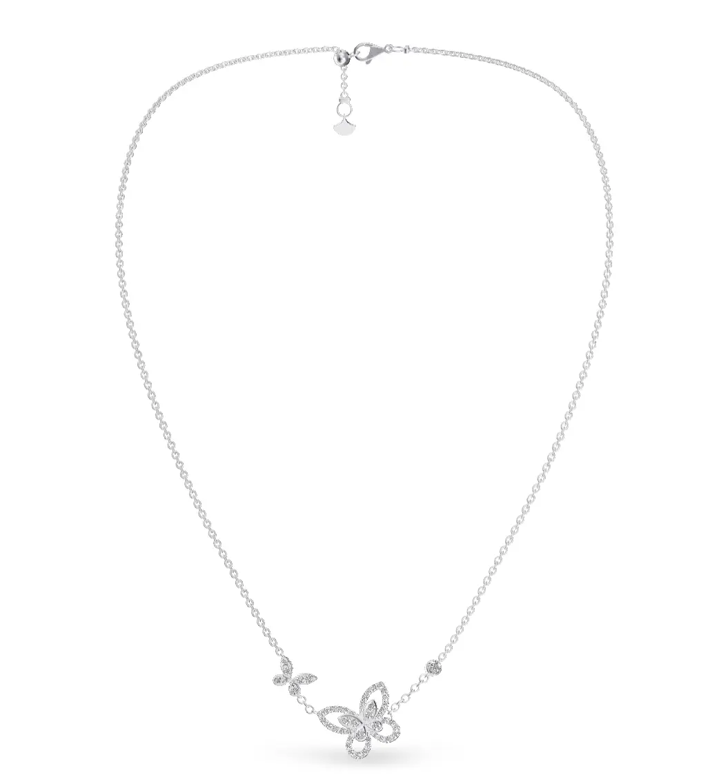 Pre-owned Graff Double Butterfly Silhouette Dia Pendant white gold necklace