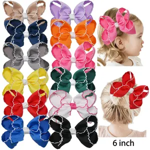 Summervibes JoyBowie 12 pieces 6inch colorful bubble lace bow hairpins, girls' hair accessories, daily street party fashion hairpins.