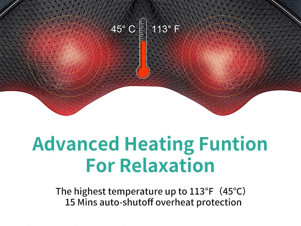 Medcursor Neck Massager with Heat Shiatsu Shoulder Back Kneading Electric Massage Pillow for Muscle Relaxation Deep Tissue Gifts Black