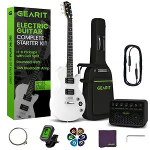GearIt Valley Series 39" Electric Guitar Set with 10W Rechargeable Bluetooth Amp, H-H Pickups, Coil Split, All-Inclusive Starter Kit - Portable