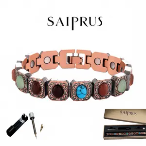 SAIPRUS Women’s Bracelet — Elegant Pure Copper Magnetic Wristband — Adjustable unisex fashion accessory; includes adjustment tool and a 3,500 gauss effective magnet; comes in gift box packaging — modern fashion jewelry gift, an ideal choice for gifting.Nu