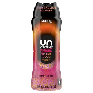 Downy Unstopables Fusions In-Wash Scent Booster Laundry Beads, Sunset and Citrus Scent, 21.1 oz, 2-in-1 All Day Freshness
