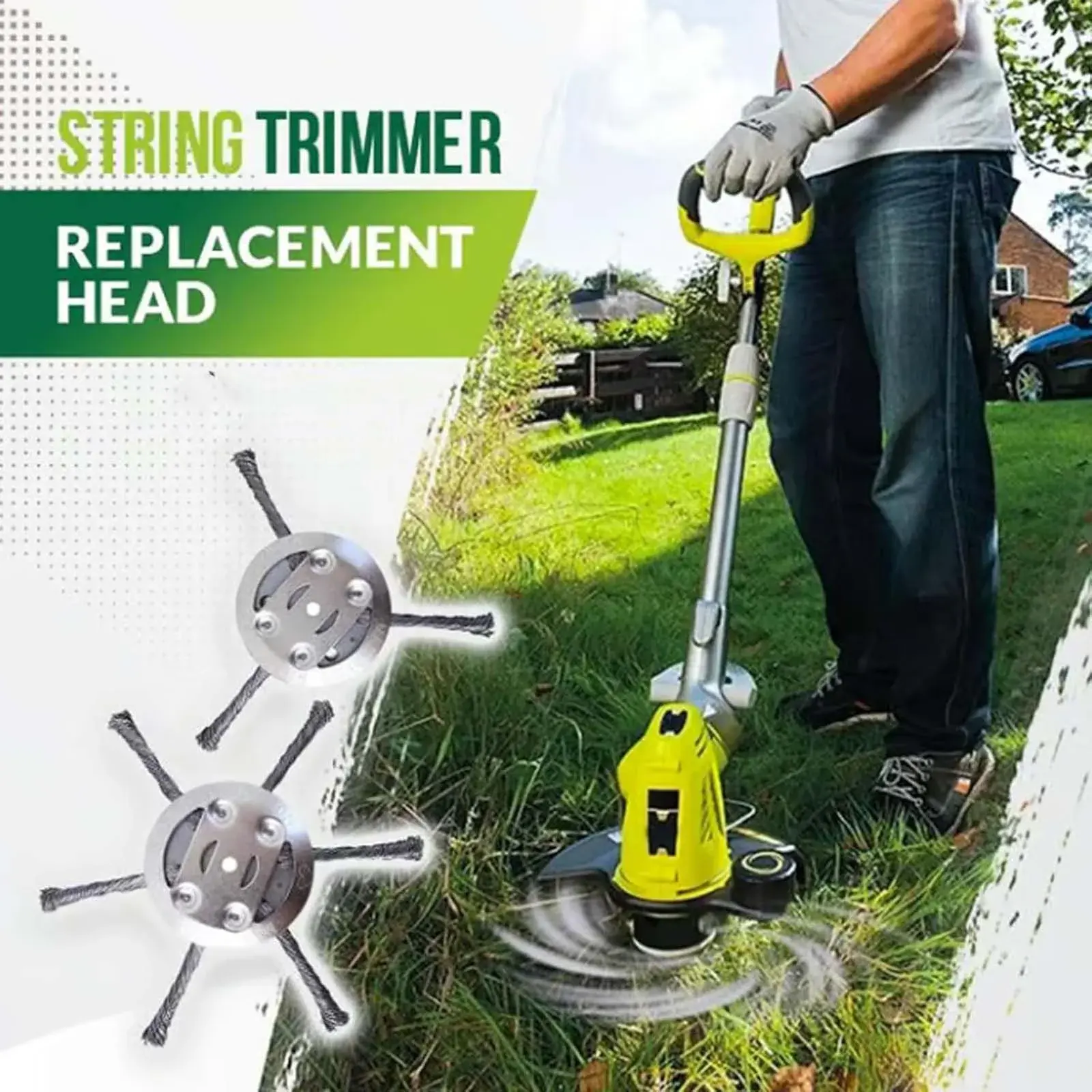 6-in Metal Steel Wire Grass Trimmer Head, Sturdy Steel Head for Tough Jobs, Versatile Accessory, Universal Fit for Electric Lawn Mowers, Suitable for Moss & Rust Removal