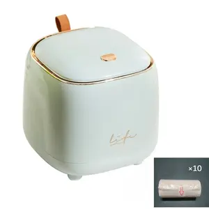 Tabletop garbage bin with 10 roll garbage bags, garbage bin with lid, waste paper basket garbage bin dispenser, suitable for bathroom countertops and coffee tables, household garbage bin