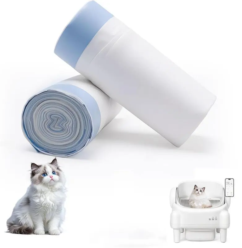 TAYACICY  Cat Litter Bags 40-60 Pack Heavy Duty Waterproof Drawstring Liners for Automatic Litter Boxes Advanced Odor Control Easy Installation