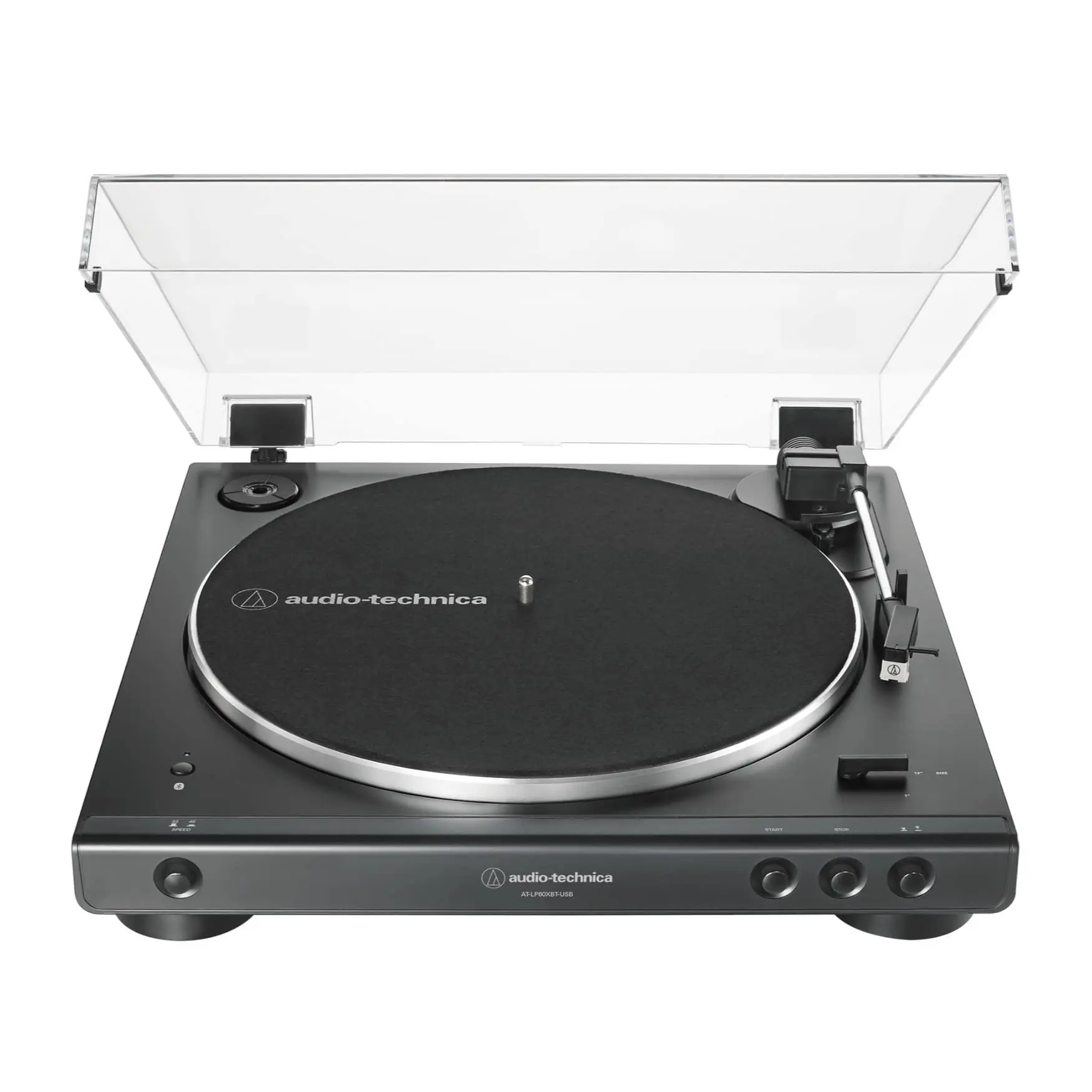 Audio-Technica AT-LP60XBT-USB-BK Fully Automatic Belt-Drive Stereo Turntable for Collectibles & Vinyl Enthusiasts, Bluetooth, USB Cable, AC Adapter, Platter (with Drive Belt), 2 Speeds: 33-1/3 and 45 RPM, 45 RPM Adapter, Stereo Audio, Music Setup, Ac Adap