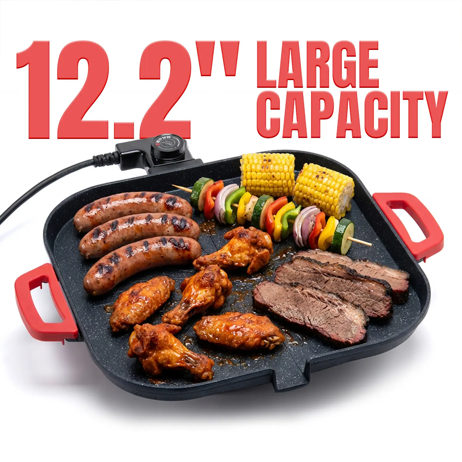 BALKONI Portable Electric Smokeless Korean Non-Stick Indoor Grill Pan - Complete Barbecue Gift Set, Adjustable Temp Control, Universal Fry Griddle, Home Cooking Kitchen Gadget, Smokeless Grill