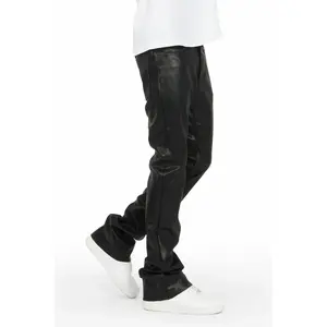 Ricky Black Super Stacked Faux Leather Pant