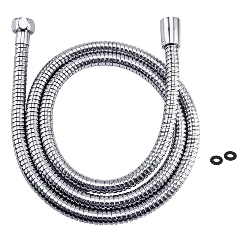 Stainless Steel Shower Hose - 70.87-in Extra Long Chrome Hardware Shower Hose, Flexible Fit, Durable with Brass Inserts and Nuts, Easy Installation, Indoor Bath Use with Washers, Chrome Hardware Shower Hoses