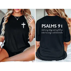 Psalm 91 T Shirt, Bible Verse T-Shirt, Christian Shirt, Women's Religious Shirt, Faith Shirt, Gift for Christian, Jesus Shirt, Gift for Her