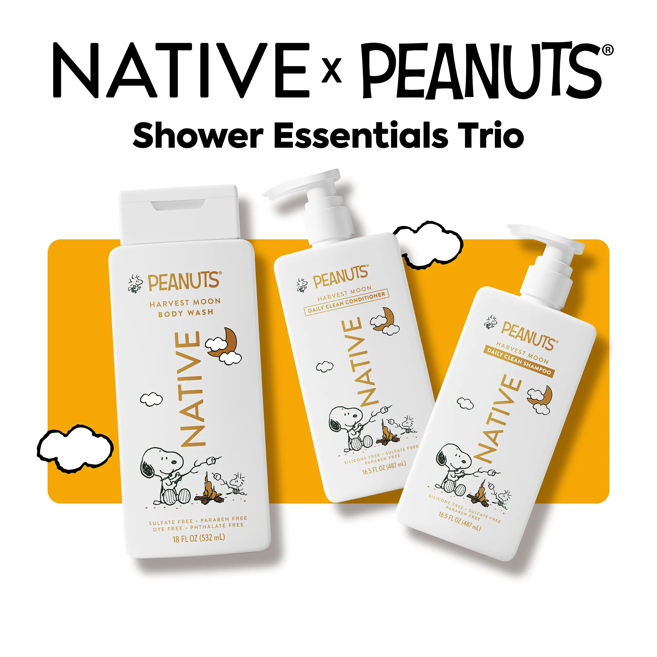 NATIVE Shower Essentials Trio Bundle – Shampoo, Conditioner, Body Wash (3‑Piece Set)
