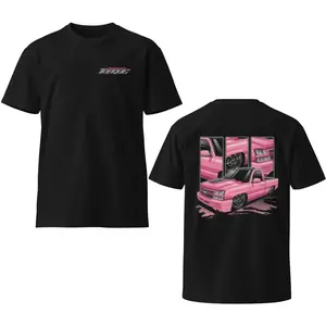 Candy Pink Truck Graphic T-Shirt, Pink Trucks Car Enthusiast Tee for Men, Classic Menswear Streetwear Top, Auto Lover Gift Shirt