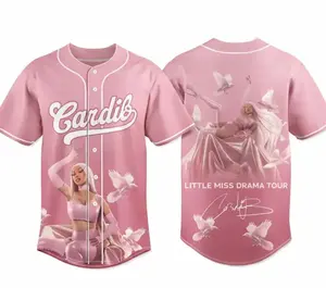 Official Little Miss Drama Tour 2026 Exclusive Baseball Jersey, Limited Edition Pink Gang Streetwear Button-Up