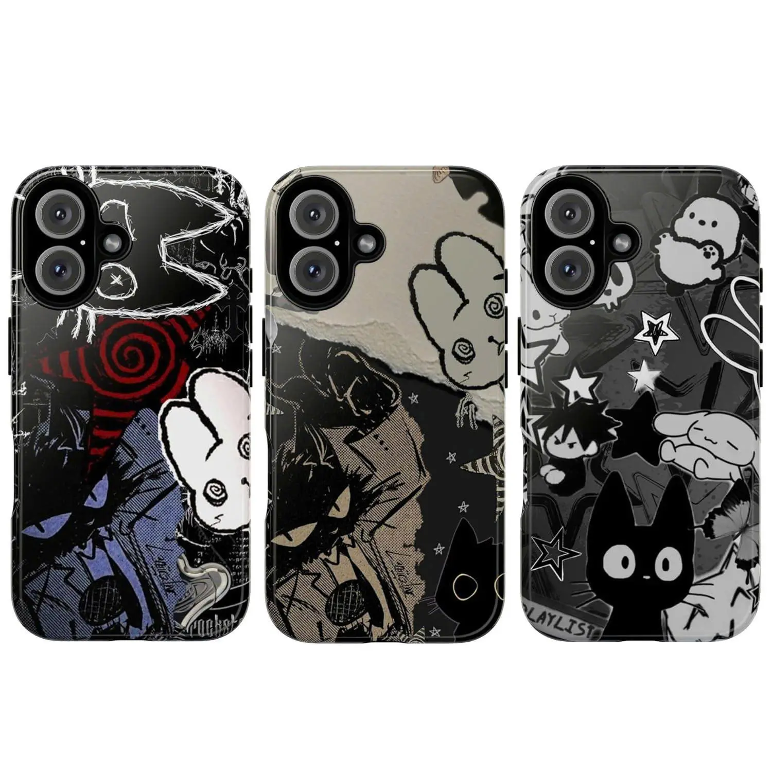 Women's Whimsical Black Cat PC Smartphone Case - TPU Double-Layer Hard Durable Minimalist Shockproof Scratch-Resistant Casing, Customized Protection, Women's Accessory, Compatible with iPhone 16,15,14,13,12,11 Pro Max,XR,Xs, Accessories For Women