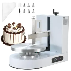 VEVOR Cake Decorating Machine, TikTokShopBlackFriday, Cake Cream Spreading Coating Smearing Machine, Low Noise Cake Frosting Machine, Turntable with Adjustable Scraper, for 6" to 14" Cake, 25-320RPM Rotating Speed, White