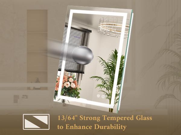 TETOTE LED Bathroom Mirror with Front & Back Lights, 3 Light Colors, Anti-Fog, Stepless Dimming, Shatterproof Tempered Glass with True-to-Life Reflection, Plug-in/Hardwired