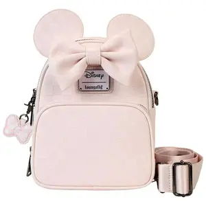Loungefly Disney Minnie Mouse Checkered Texture Convertible Mini Backpack & Crossbody Bag