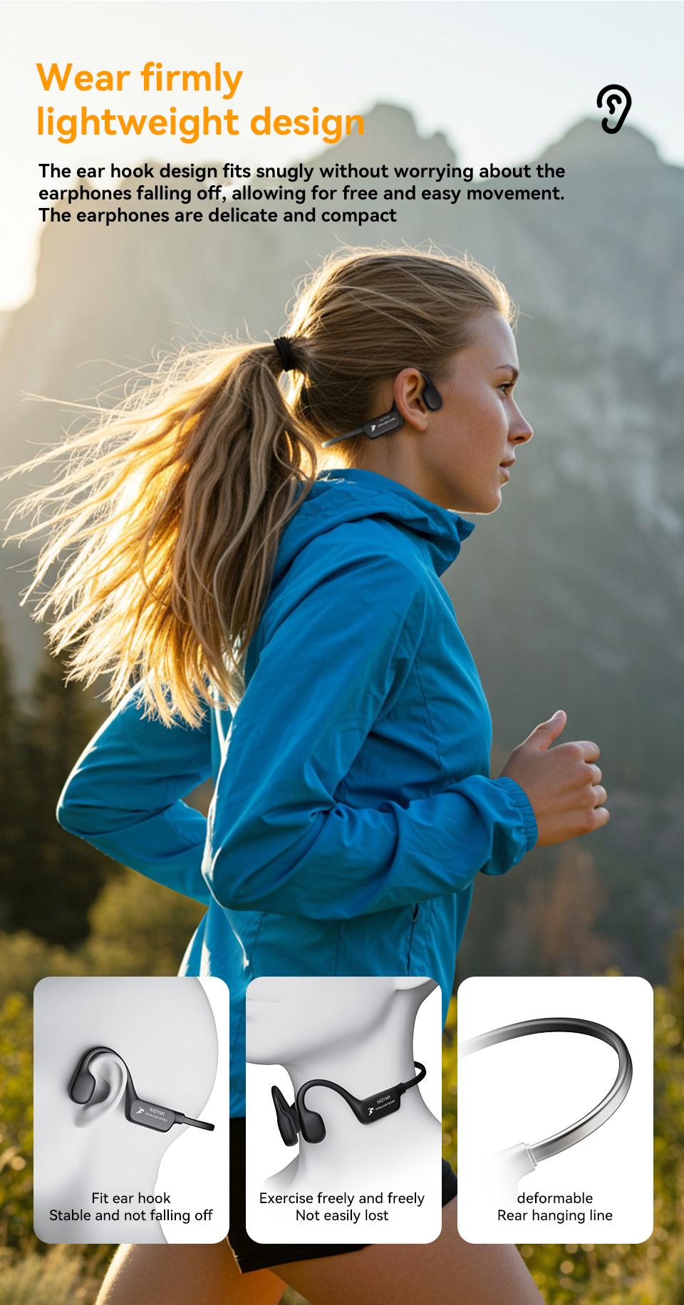 MZYMI i18pro Bone Conduction Earphones IPX6 Waterproof Open Ear Wireless Bluetooth Headphones with Mic 240mAh Battery Fast Charging Sports Earbuds #TikTokShopBlackFriday