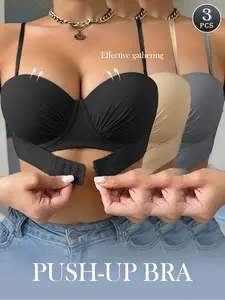 MImilemon Front Closure Push-Up Bra, Removable Straps, Everyday Wear Womenswear